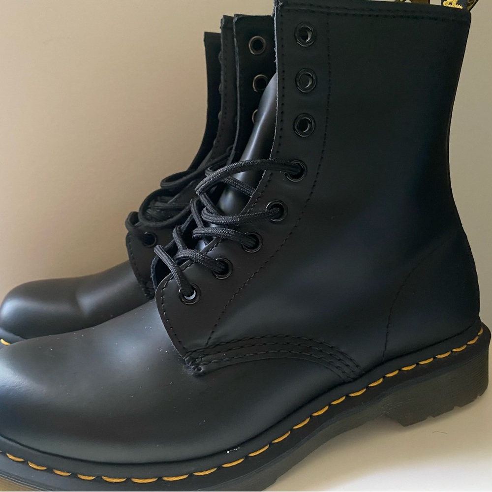 Dr. Martens Black Boots with Yellow Accents